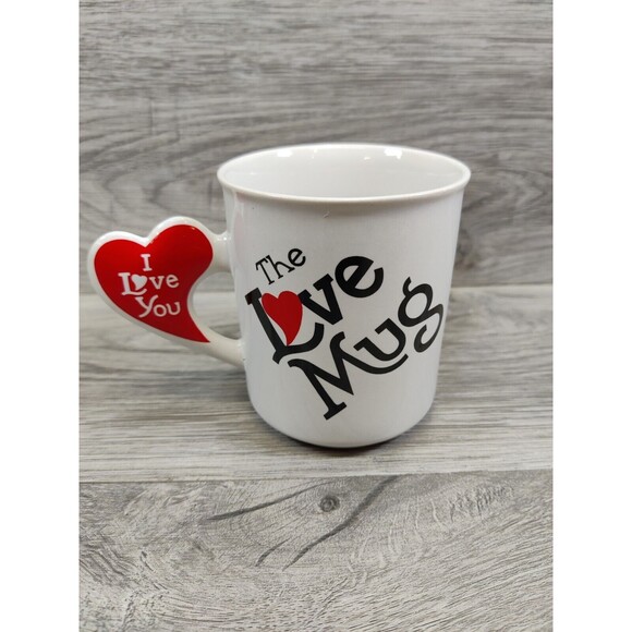 Vintage The Love Mug Cup Red Heart Shaped I Love You Handle-Cute - Picture 3 of 6